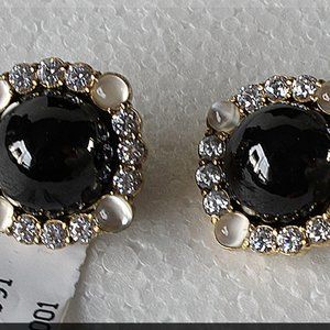St John Moonstone and CZ Earrings